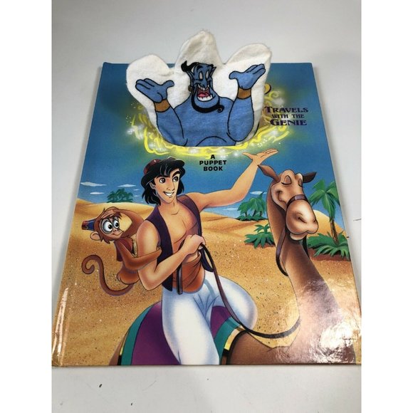 Disneys Aladdin Travels with Genie Childrens Story Book and Hand Puppet 90s 1993 - Picture 2 of 8